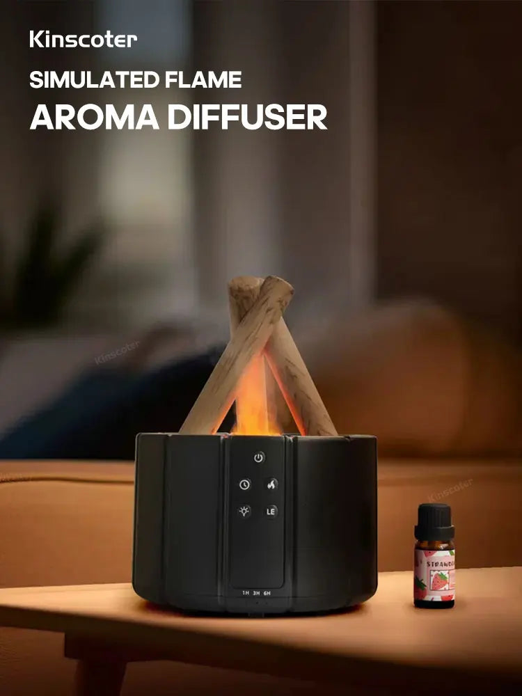 Simulated Flame Aromatherapy Diffuser – Relaxing &amp; Stylish