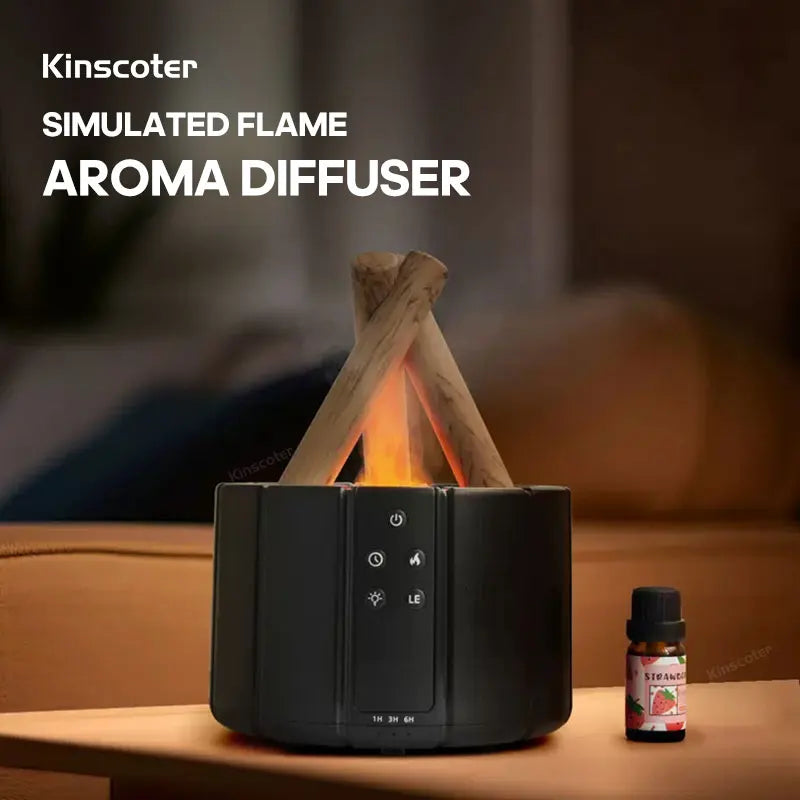 Simulated Flame Aromatherapy Diffuser – Relaxing &amp; Stylish
