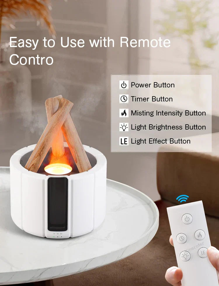 Simulated Flame Aromatherapy Diffuser – Relaxing &amp; Stylish