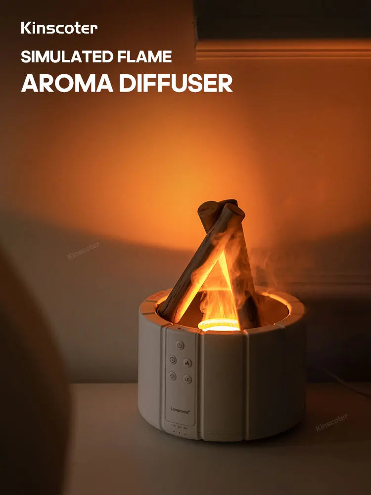 Simulated Flame Aromatherapy Diffuser – Relaxing &amp; Stylish