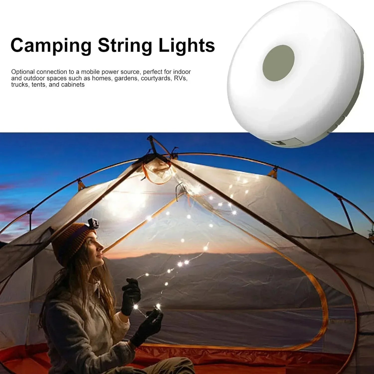 Solar-Powered Camping String Lights – Warm &amp; Decorative