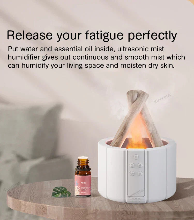 Simulated Flame Aromatherapy Diffuser – Relaxing &amp; Stylish