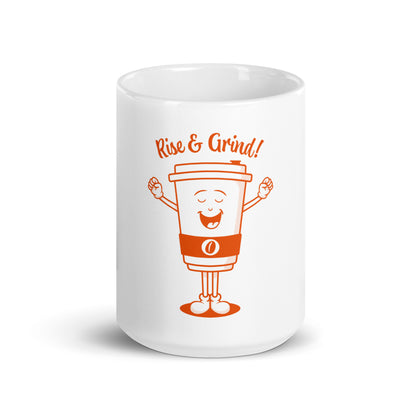 Rise &amp; Grind! White glossy mug